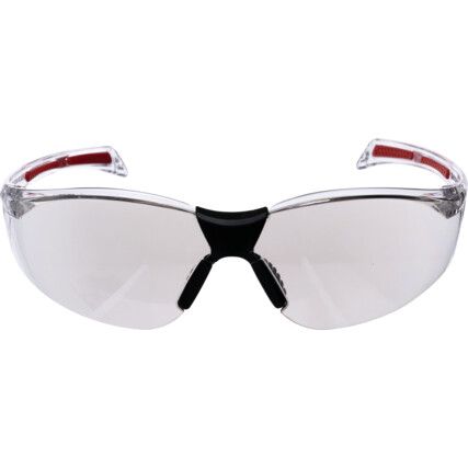 Stealth, Safety Glasses, I/O Lens, Half-Frame, Clear/Red Frame, UV-resistant