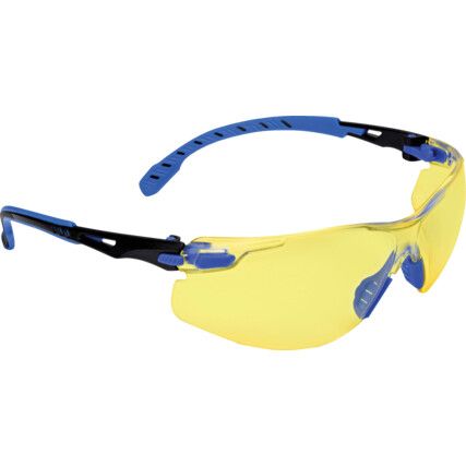 Solus 1000, Safety Glasses, Amber Lens, Half-Frame, Blue Frame, Anti-Fog/High Temperature Resistant/Impact-resistant/UV-resistant