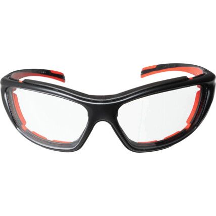 Combor™, Safety Glasses, Clear Lens, Wraparound Frame, Black/Red Frame, Anti-Fog/Anti-static