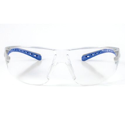 Stream Evo, Safety Glasses, Clear Lens, Wraparound, Blue/Grey Frame, Anti-Fog/Impact-resistant/Scratch-resistant/UV-resistant