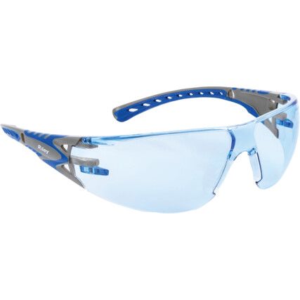 Stream Evo, Safety Glasses, Blue Lens, Wraparound, Blue/Grey Frame, Impact-resistant/UV-resistant