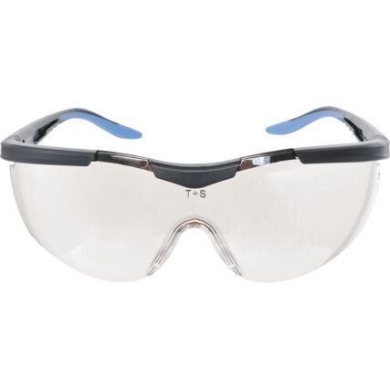 Safety Glasses, Clear Lens, Half-Frame, Black/Clear Frame, High Temperature Resistant/Impact-resistant/UV-resistant