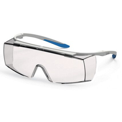 Superfit OTG, Safety Glasses, Clear Lens, Blue/White Frame, Anti-Fog/Chemical-resistant/Scratch-resistant