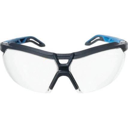 Safety Glasses, Clear Lens, Blue/Grey Frame, Anti-Fog/Scratch-resistant