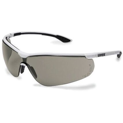 Safety Glasses, Grey Lens, Black/White Frame, Anti-Fog/Scratch-resistant