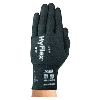 11-541VP Hyflex Intercept Cut Resistant Gloves, Grey, EN388: 2016, 4, X, 2, 1, D, Nitrile Palm, Kevlar/Nylon/Spandex, Size 9