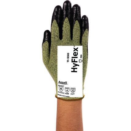 11-550 HyFlex, Cut Resistant Gloves, Green/Black, Size 6