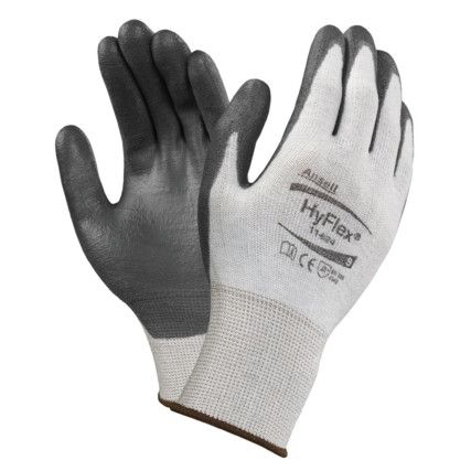 11-624 HyFlex Advanced Cut Resistant Gloves, Black/White, EN388: 2016, 4, X, 4, 2, B, PU Palm, Nylon, Size 10