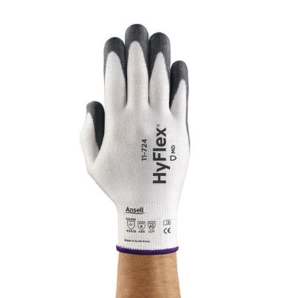 11-724 VP HyFlex® Intercept Cut Resistant Gloves, Black/White, EN388: 2016, 4, 3, 4, 2, B, PU Palm, Lycra, Vend Pack, Size 6