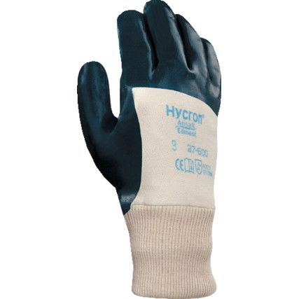 27-600 Hycron Cut Resistant Gloves, Blue/White, Nitrile Palm, EN388: 2016, 4, X, 2, 1, B, Size 8