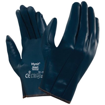 32-105 Hynit® Mechanical Hazard Gloves, Blue, Cotton/Polyester Liner, Full Nitrile Coating, EN388: 2016, 3, 1, 1, 1, A, Size 7.5