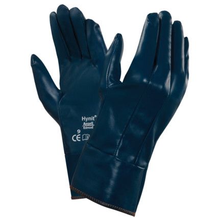 32-800 Hynit® Mechanical Hazard Gloves, Blue, Cotton/Polyester Liner, Full Nitrile Coating, EN388: 2016, 3, 1, 1, 1, A, Size 7