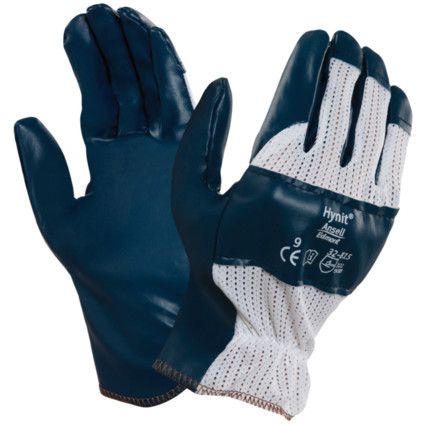 32-815 Hynit® Mechanical Hazard Gloves, Blue/White, Cotton/Polyester Liner, Palm Nitrile Coating, EN388: 2016, 3, 1, 1, 1, A, Size 7