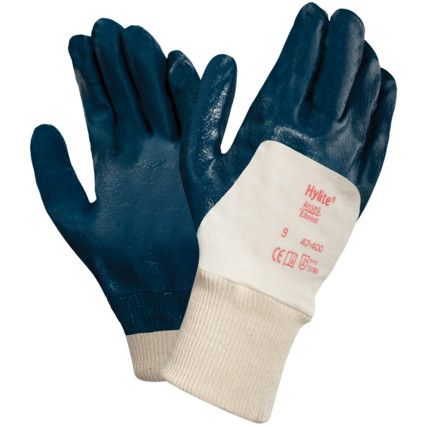 47-400 Hylite Mechanical Hazard Gloves, Blue/White, Interlock Cotton Liner, 3/4 Nitrile Coating, EN388: 2016, 3, 1, 1, 1, A, Size 10