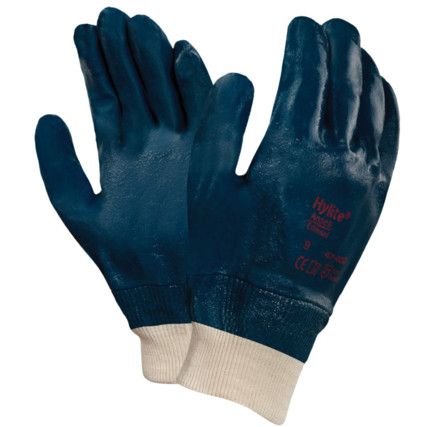 47-402 Hylite Mechanical Hazard Gloves, Blue, Interlock Cotton Liner, 3/4 Nitrile Coating, EN388: 2016, 3, 1, 1, 1, A, Size 7