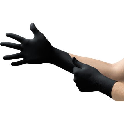 Disposable Gloves, Black, Nitrile, 2.8 mil Thickness, Powder Free, Size XL, Pack of 100