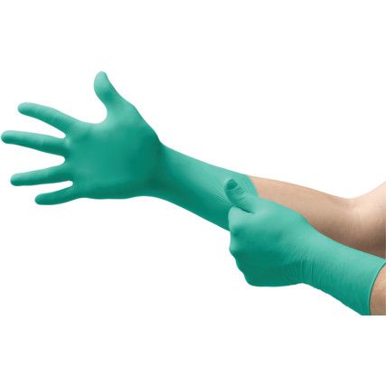 Dermashield 73-711 Disposable Gloves, Green, Neoprene, 7.08mil Thickness, Powder Free, Size 8.5, 1 Pair