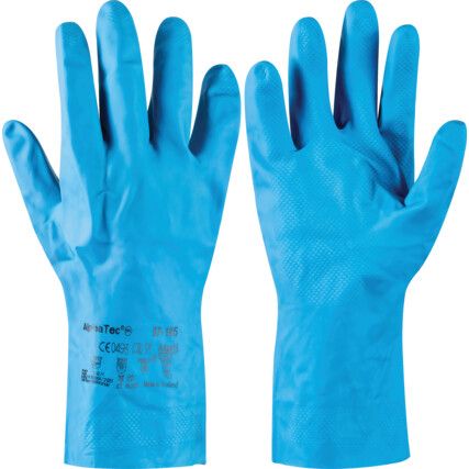 87-195 VersaTouch Chemical Resistant Gloves, Blue, Latex, Cotton Flocked Liner, Size 7.5-8