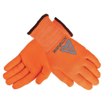 97-013 ActivArmr Cut Resistant Gloves, Orange, EN388: 2016, 4, X, 3, 2, B, Nitrile Palm, Polyester, Size 9