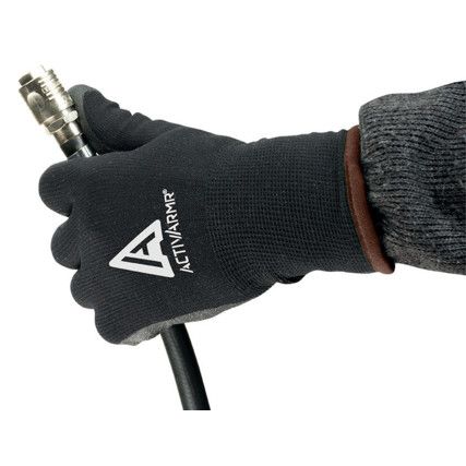 97-631 ActivArmr Cold Resistant Gloves, Black, Acrylic/Nylon Liner, PVC Coating, Size 9