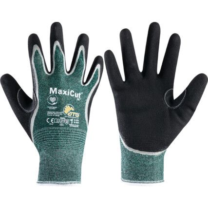 MaxiCut® Oil™, Cut Resistant Gloves, Black/Green, EN388: 2016, 4, 3, 3, 1, B, NBR Palm, Glass/Nylon/Polyester/Spandex, Size 9