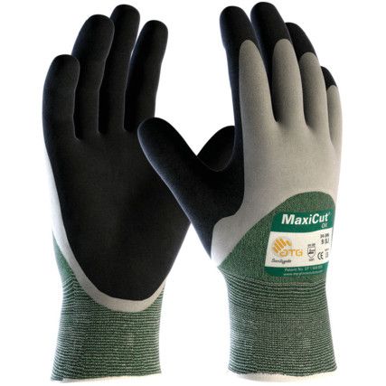 Maxicut, Cut Resistant Gloves, Black/Green, EN388: 2016, 4, 3, 4, 1, B, NBR Palm, Glass/Nylon/Polyester/Spandex, Size 10