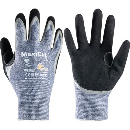 MaxiCut, Cut Resistant Gloves, Black/Blue/Grey, EN388: 2016, 4, 4, 4, 3, C, NBR Palm, Nitrile Size 8