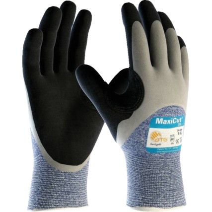 Maxicut, Cut Resistant Gloves, Purple/Black/Grey, EN388: 2016, 4, 4, 4, 2, C, NBR ¾ Coated, Nylon/Polyester/UHMWPE-Glass-Nylon, Size 9