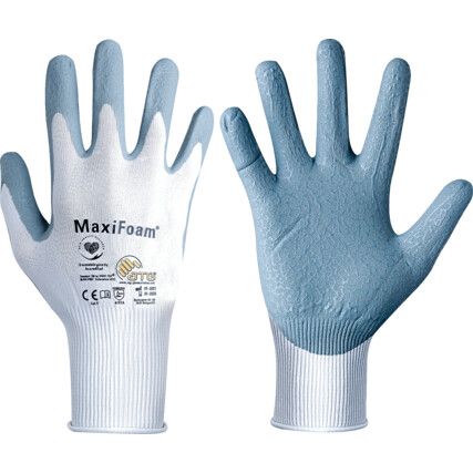 34-800 MaxiFoam®, Mechanical Hazard Gloves, Grey/White, Nylon Liner, NBR Coating, EN388: 2016, 4, 1, 2, 1, A, Size 10