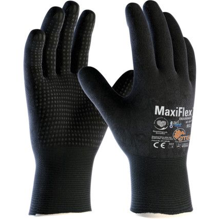 42-847 Maxiflex Endurance, General Handling Gloves, Black/Grey, NBR Coating, Nylon/Spandex Liner, Size 9