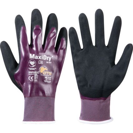 56-427 MaxiDry, General Handling Gloves, Purple, NBR Coating, Nylon Liner, Size 7