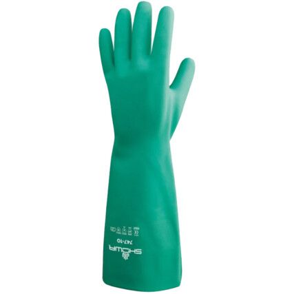 BST747G Nitrisolv, General Handling Gloves, Green, Nitrile, Cotton Flocked Liner, Size 9