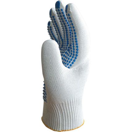 Cutstar, Cut Resistant Gloves, White/Blue, PVC Dotted Palm, Knitted Liner, EN388: 2016, 3, X, 4, 2, B, Size 10