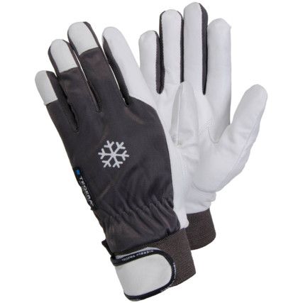 117 Tegera, Cold Resistant Gloves, Grey/White, Fleece Liner, Leather Coating, Size 8