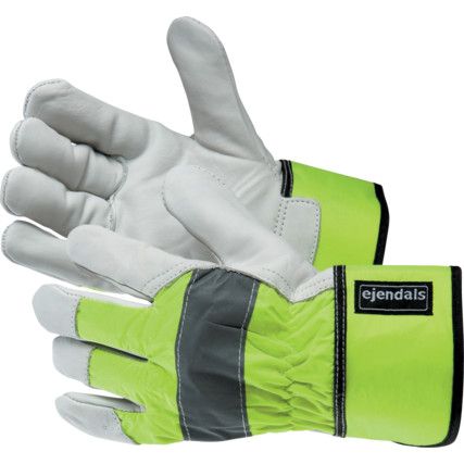 Tegera® 198 Mechanical Hazard Rigger Gloves, Green/White, Cotton Liner, Leather Coating, EN388: 2016, 3, 1, 3, 1, X, Size 10