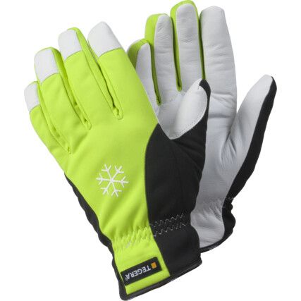 Tegera®, Cold Resistant Gloves, Black/White/Yellow, Thinsulate® Liner, Aquathan® Coating, Size 9