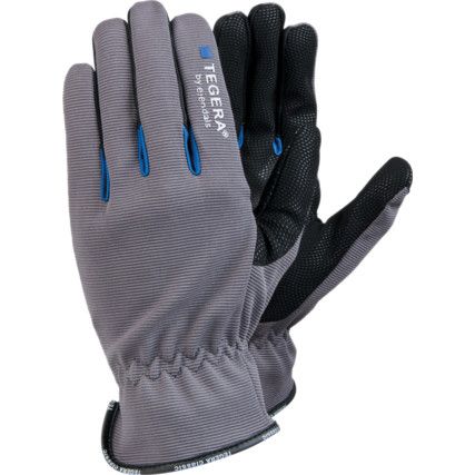 414 Tegera® Mechanical Hazard Gloves, Black/Blue/Grey, Unlined, Synthetic Leather Coating, EN388: 2016, 1, 0, 2, 2, X, Size 8