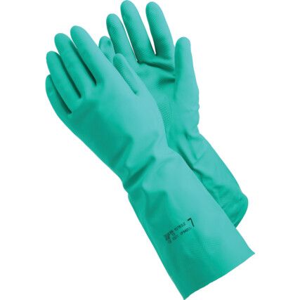 48 Tegera, Chemical Resistant Gloves, Green, Nitrile, Unlined, Size 9