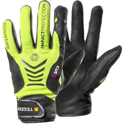 7776 Tegera, Impact Gloves, Black/Hi-Vis Yellow, Aquathan® Coating, EN388: 2016, 3, X, 4, 2, D, P, Size 9