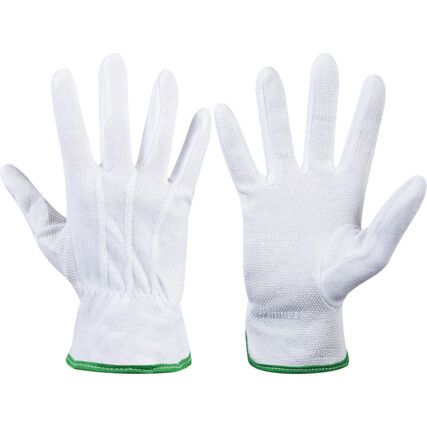 8127 Tegera, General Handling Gloves, White, PVC Coating, Cotton Liner, Size 9