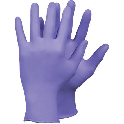 Tegera 842 Disposable Gloves, Purple, Nitrile, 2.8mil Thickness, Powder Free, Size 7, Pack of 100