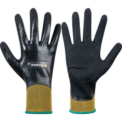 8804 Tegera® Infinity Mechanical Hazard Gloves, Black/Yellow, Nylon Liner, Nitrile/Polyurethane Coating, EN388: 2016, 4, 1, 2, 1, X, Size 11