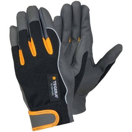 9120 Tegera® Pro Mechanical Hazard Gloves, Black/Grey, Nylon Liner, Microthan Coating, EN388: 2016, 2, 1, 2, 1, X, Size 10