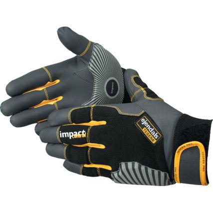 9185 Tegera® Pro, Impact Gloves, Black/Grey, Polyester Liner, Microthan Coating, EN388: 2016, 0, 0, 2, 1, X, Size 7