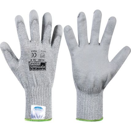 Tegera®, Cut Resistant Gloves, Grey, EN388: 2016, 4, X, 4, 3, C, PU Palm, Dyneema®/Fibreglass/Nylon, Size 10