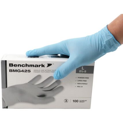 BMG425 POWDER FREE NITRILE DISPOSABLE GLOVE (L) (PK-100)