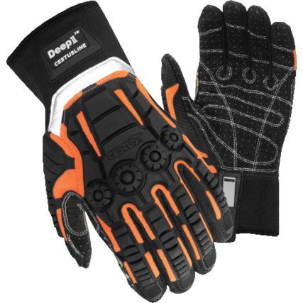 CSL08 Deep II Grip Mechanical Hazard Gloves, Black, Neoprene Coating, 4, 4, 2, Size M