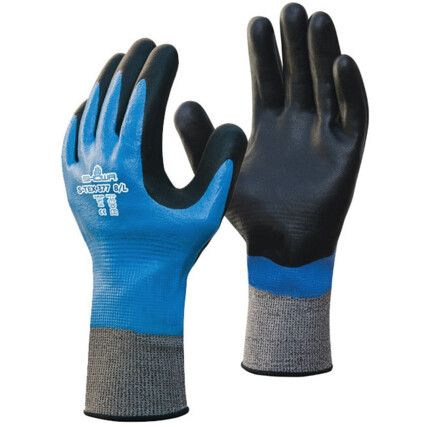 Cut Resistant Gloves, Black/Blue/Grey, EN388: 2016, 4, 4, 4, 1, D, Nitrile Foam Palm Coated, Hagane Coil®, Size 10