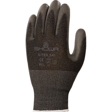 S-Tex, Cut Resistant Gloves, Black/Grey, EN388: 2016, 4, X, 4, 1, D, PU Palm, Hagane Coil®, Size 6