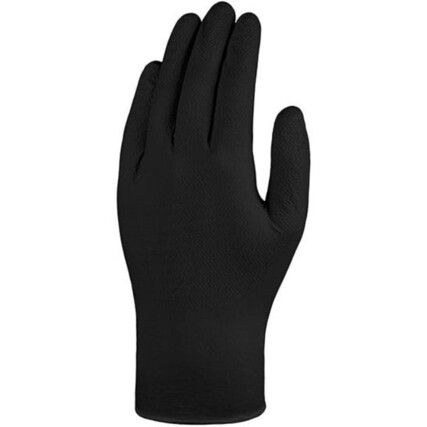 TX724 Disposable Gloves, Black, Nitrile, 7mil Thickness, Powder Free, Size L, Pack of 100